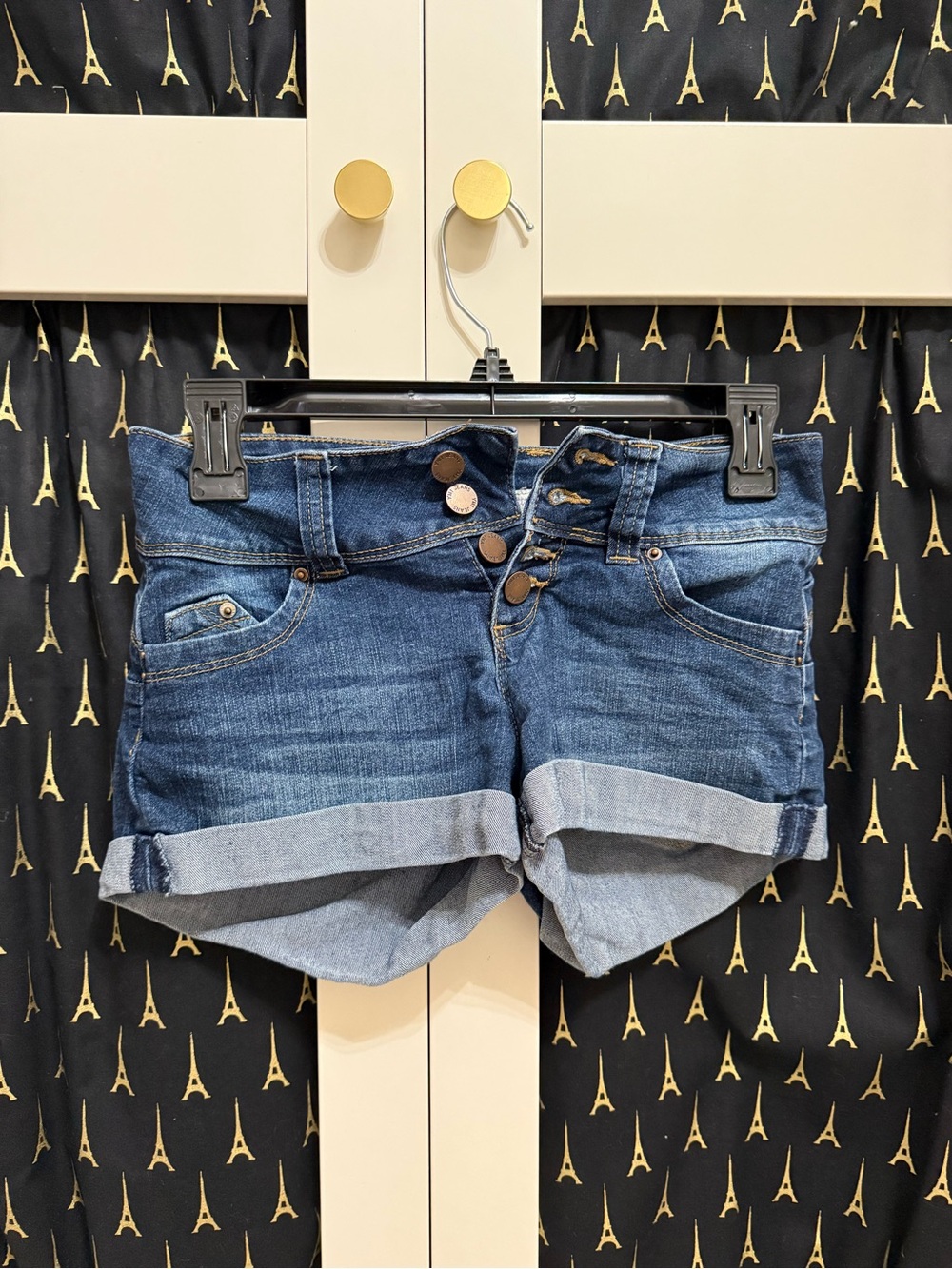 Classic Dark Blue Denim Roll-Cuff Women’s Shorts